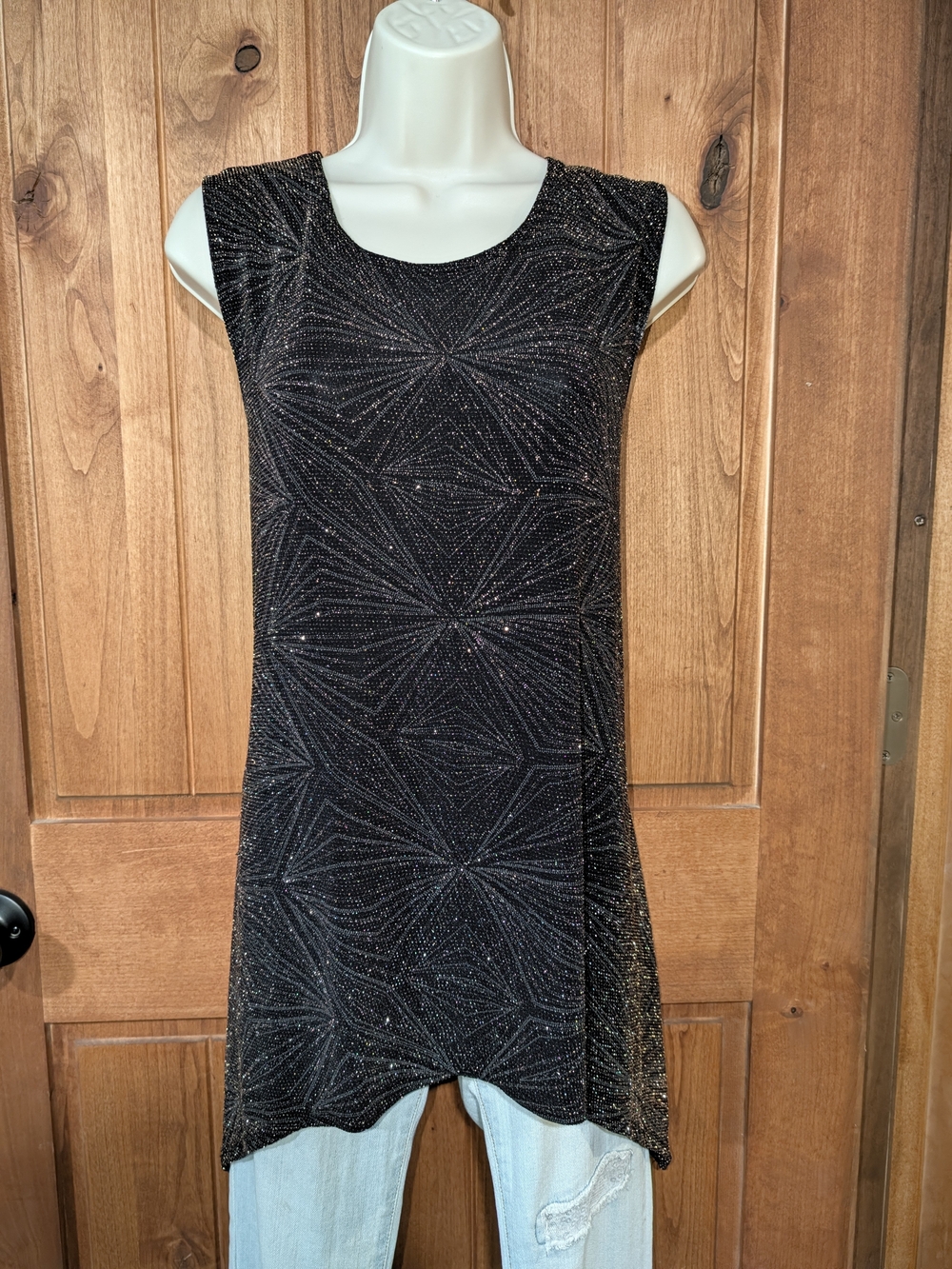 Onyx Nite Black Sparkle Sleeveless Tunic